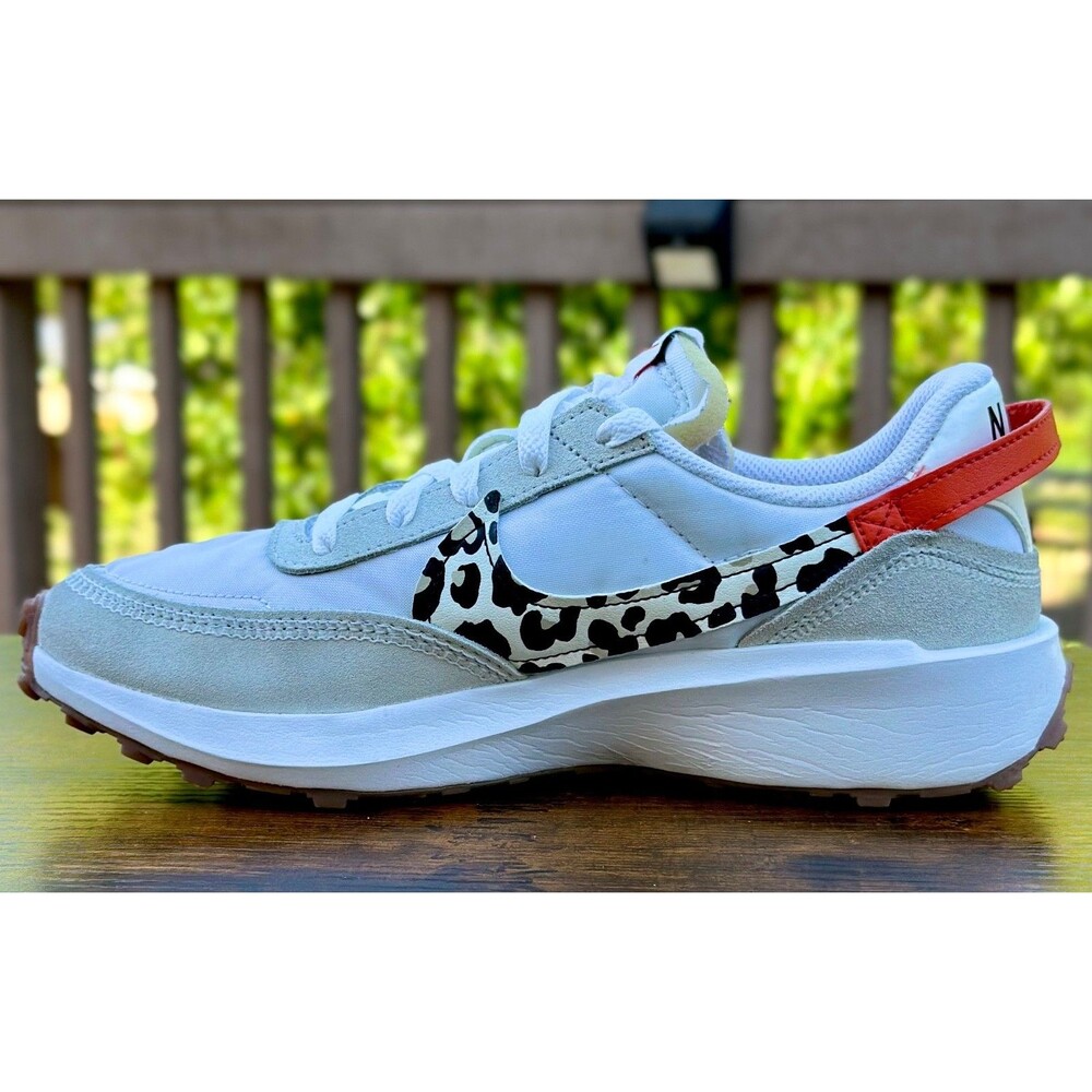 Nike Waffle One DZ5201-100 Leopard Print Swoosh White Orange Women’s 7 Shoes - Picture 4 of 16